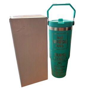 Nurse Insulated 30 Oz Flip Straw Tumbler in Aqua, Water Bottle, NEW, Nurse Life